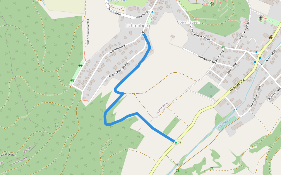 Verbindungsweg Fischbachtal walking route map in Fischbachtal
