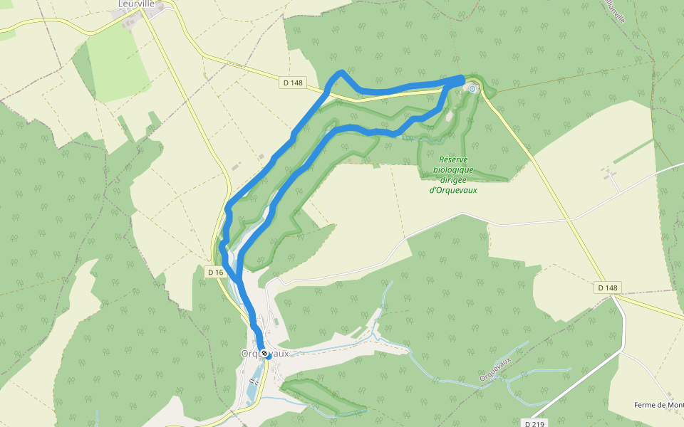 Le Cul du Cerf walking route map in Orquevaux