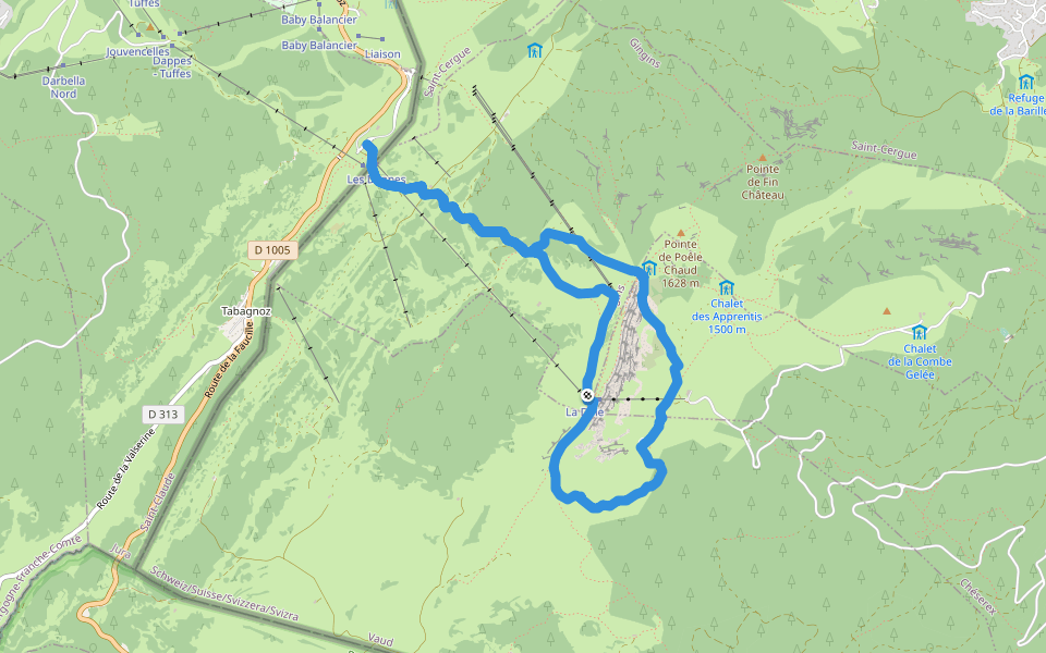 La Dôle walking route map in Gingins