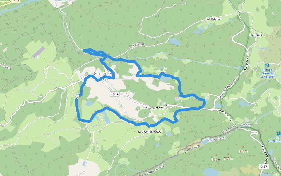 Les Étangs du Girmont walking route map in Girmont-Val-d'Ajol