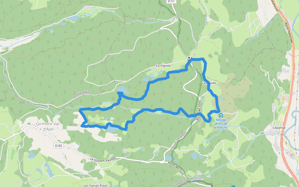 La Beuille, sur la ligne de partage des eaux walking route map in Saint-Étienne-lès-Remiremont