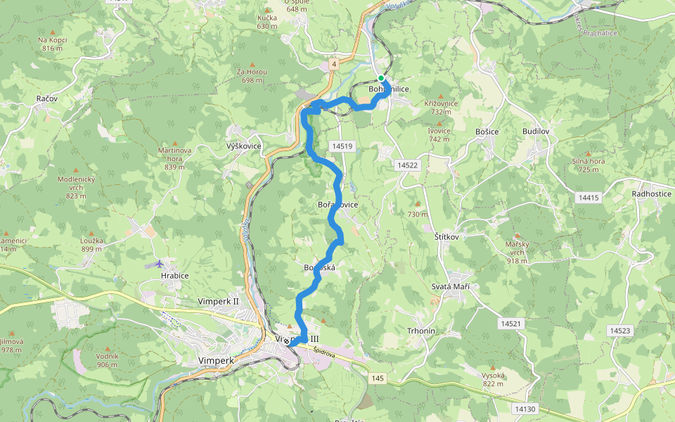 [Ž] Zlatá stezka - Vimperská větev walking route map in Bohumilice