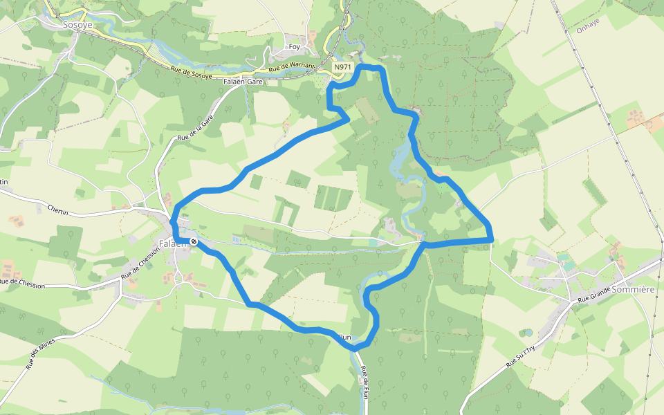 La Héronnière walking route map in Onhaye