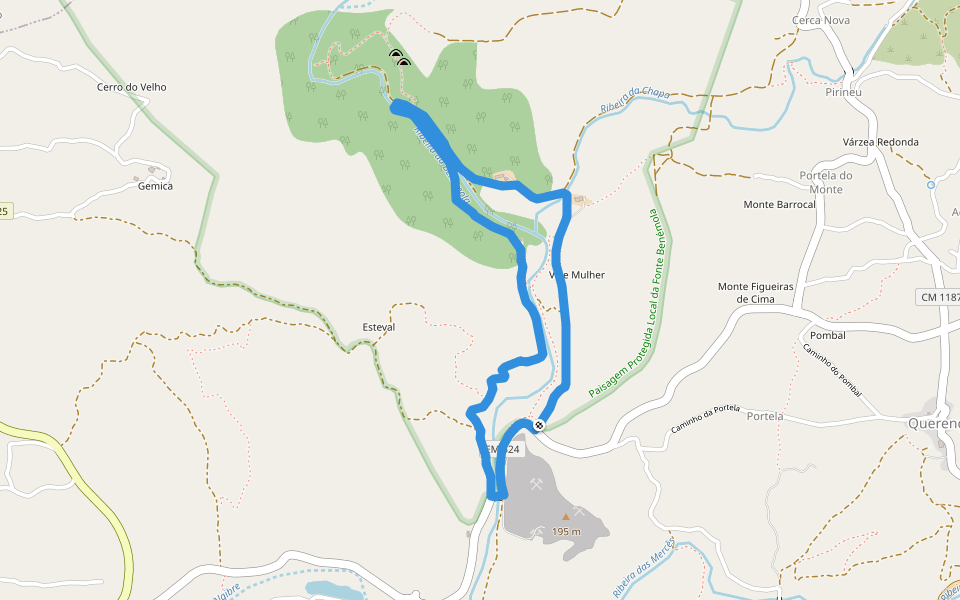 Fonte Benémola walking route map in Querença