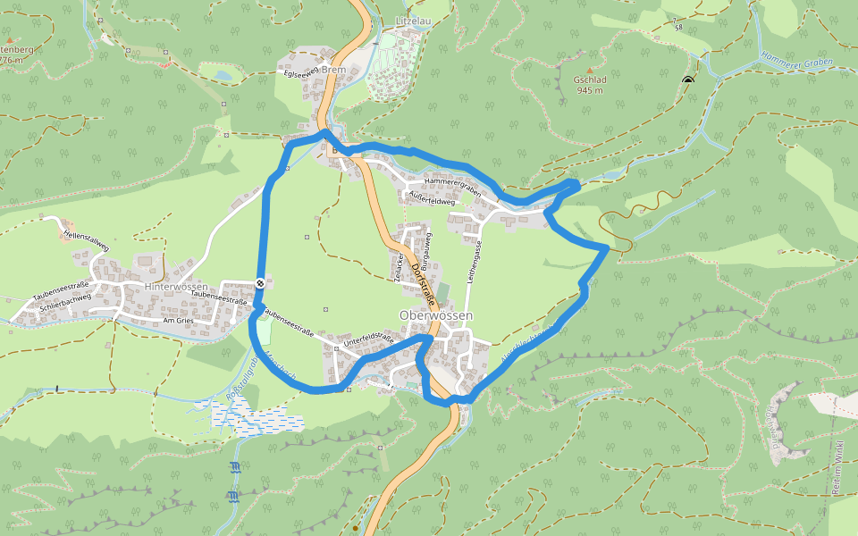 Rundweg Oberwössen walking route map in Unterwössen