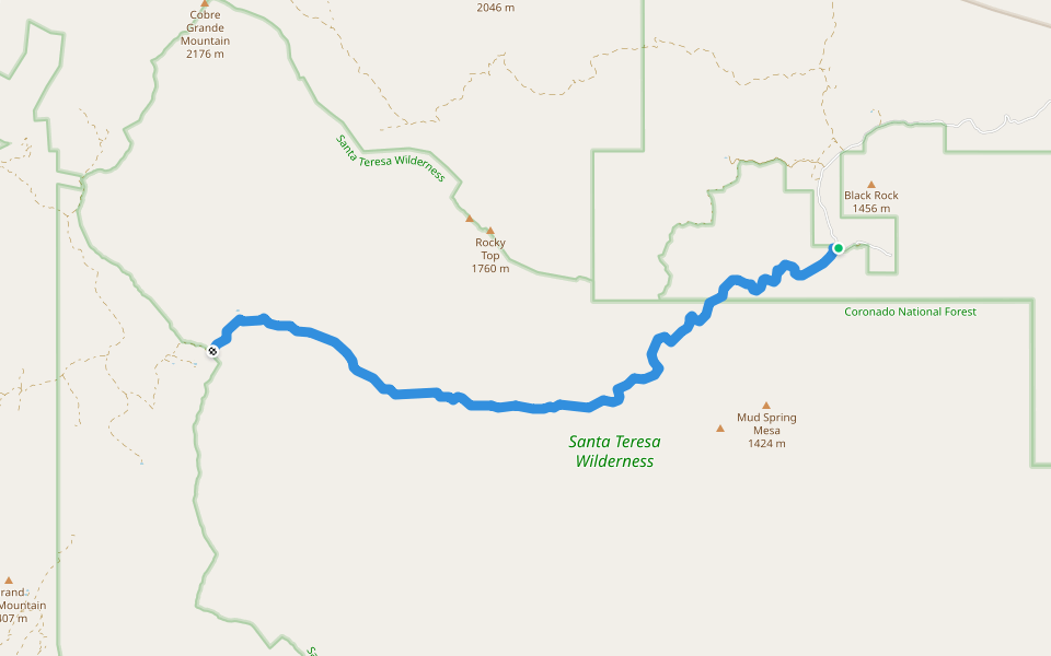 Black Rock Trail #292 walking route map in Pima