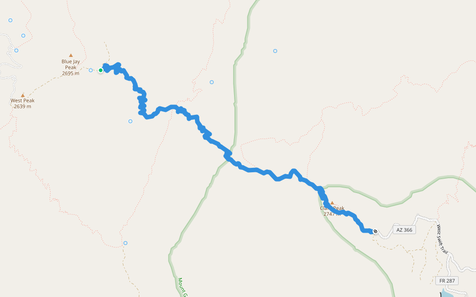 Clark Peak Trail #301 walking route map in Pima