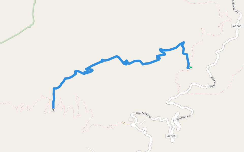 Noon Creek Ridge Trail #318 walking route map in Safford