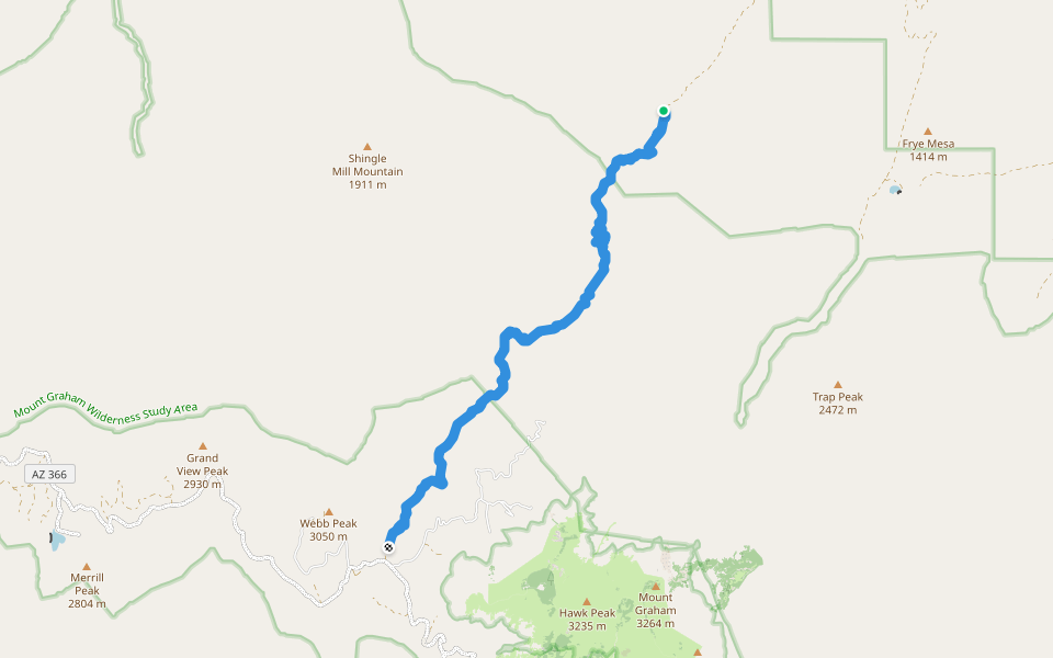 Ash Creek Trail #307 walking route map in Pima