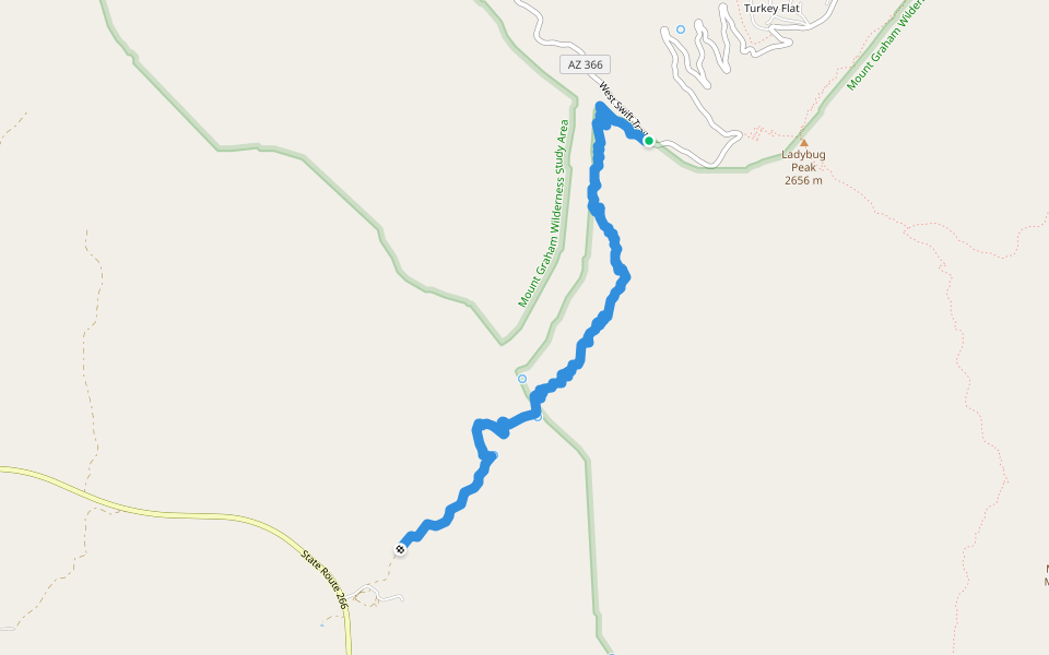 Shake Trail #309 walking route map in Safford