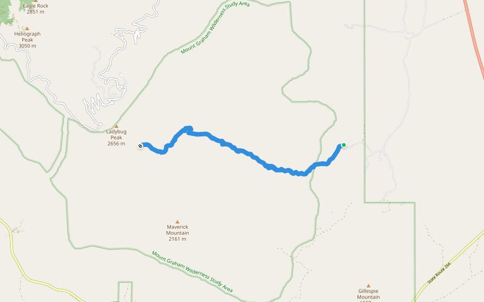 Dutch Henry Canyon Trail #297 walking route map in Safford
