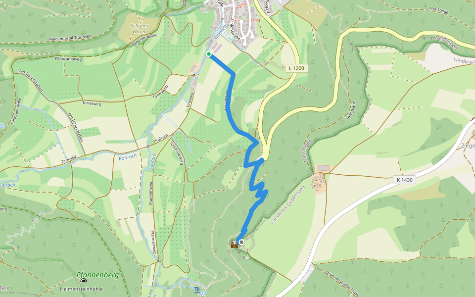 Neidlingen Lindachtal - Reußenstein walking route map in Neidlingen