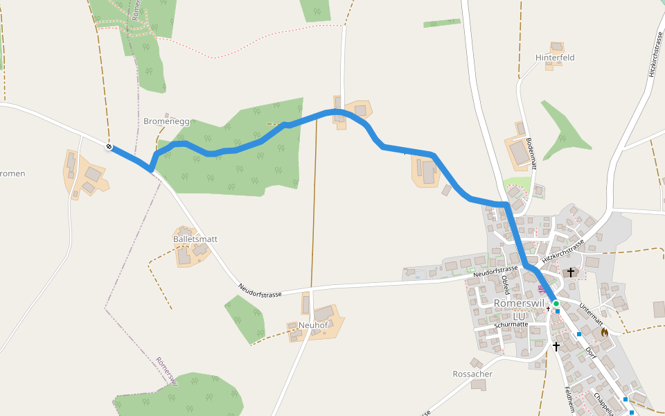 Römerswil - Bromen walking route map in Römerswil