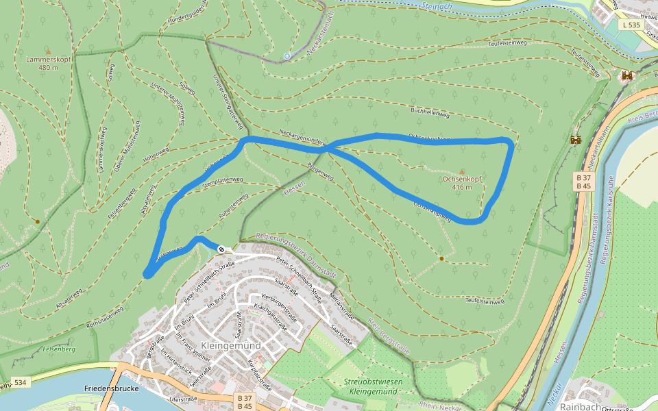 Rundwanderweg Büdel-Ebert-Heim 5: Ochsenkopf-Weg walking route map in Neckargemünd