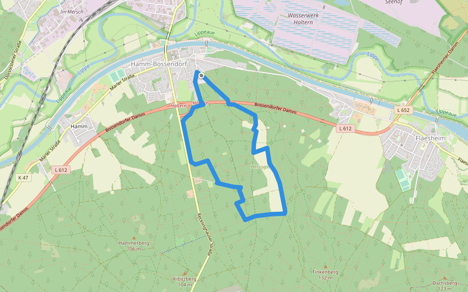 Bossendorf (A2) walking route map in Haltern am See