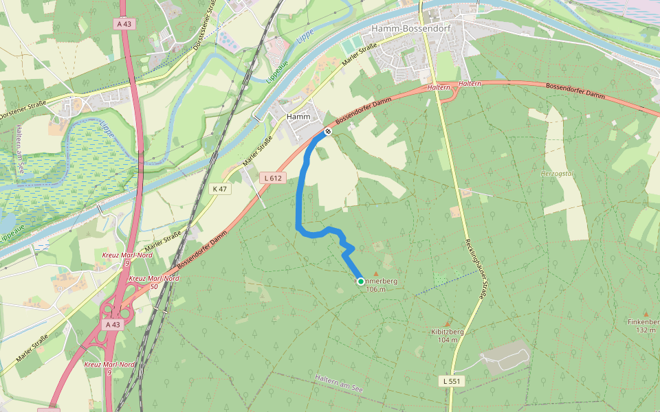 Römerweg (A2) walking route map in Haltern am See