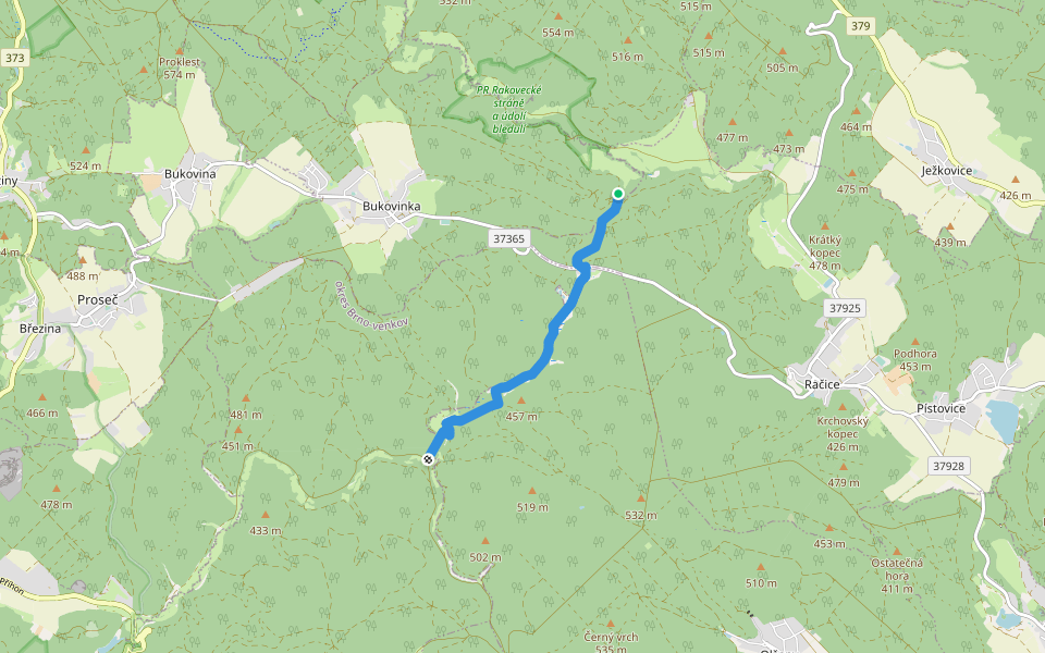 [Ž] Rakovecké údolí - Malá Říčka walking route map in Bukovinka