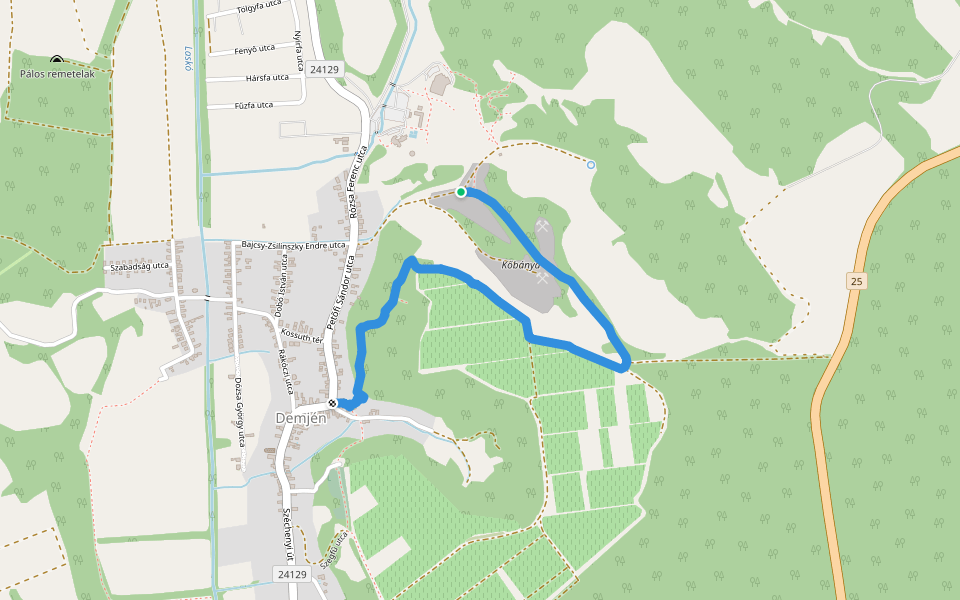 Demjéni tanösvény walking route map in Demjén