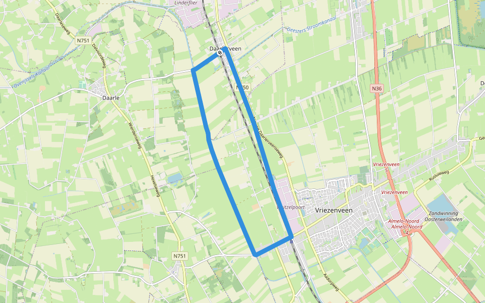WNW Twente - Bovenkuilen/Daarlerveen - blauwe route walking route map in Daarlerveen