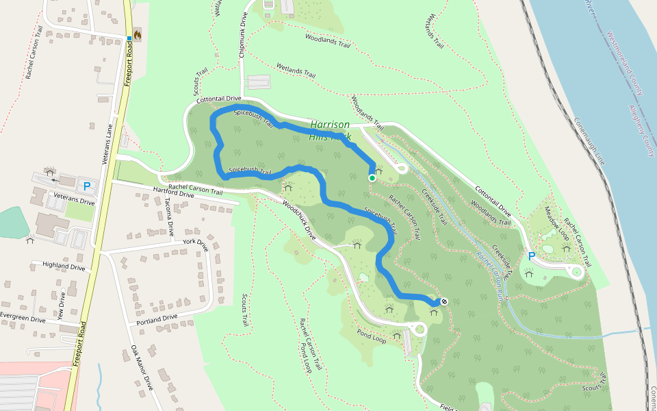 Spicebush Trail walking route map in Natrona Heights