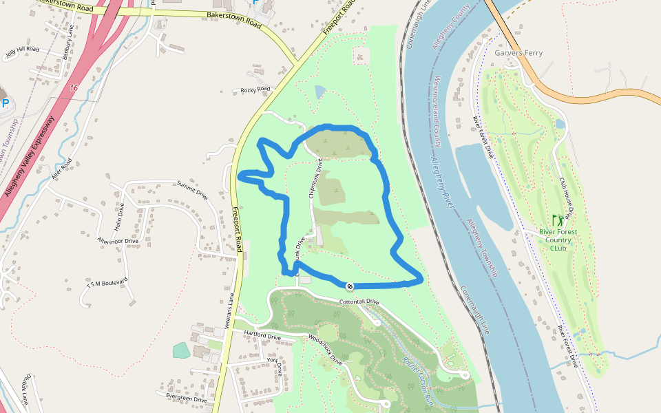 Wetlands Trail walking route map in Natrona Heights
