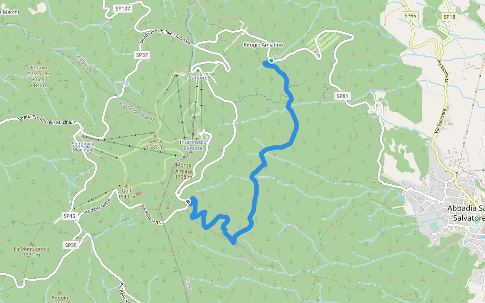 Sentiero di Rigale walking route map in Rifugio Amiatino