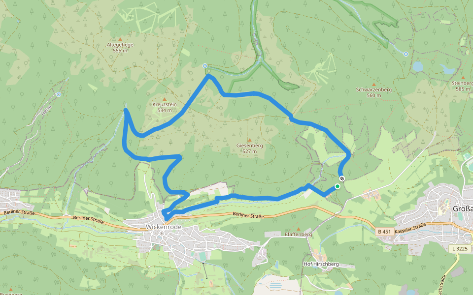Kaufunger Wald, Rundweg 20 - Giesenberg walking route map in Gutsbezirk Kaufunger Wald