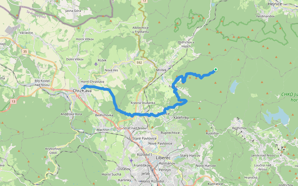 [Č] Červená Ruka - Chrastava náměstí walking route map in Mníšek