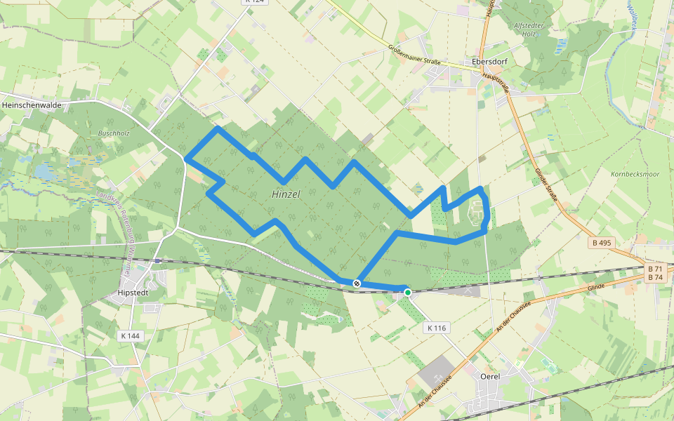 Nordpfad 'Hinzel' walking route map in Oerel