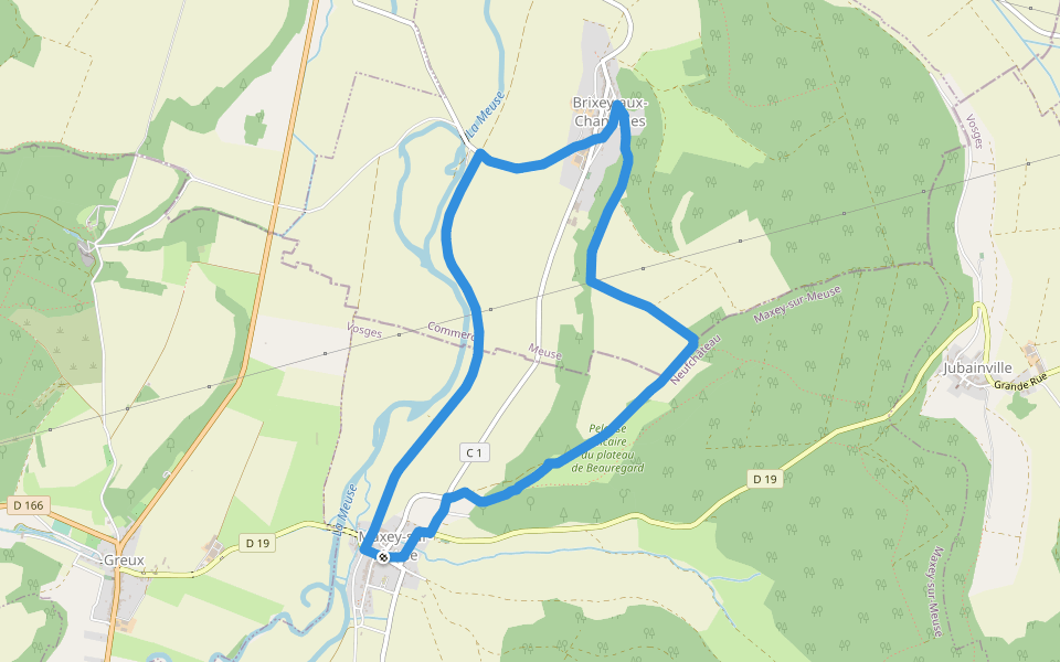Sentier de Jeanne - Variante Maxey-Brixey walking route map in Maxey-sur-Meuse