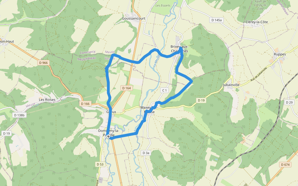 Sentier de Jeanne walking route map in Domrémy-la-Pucelle