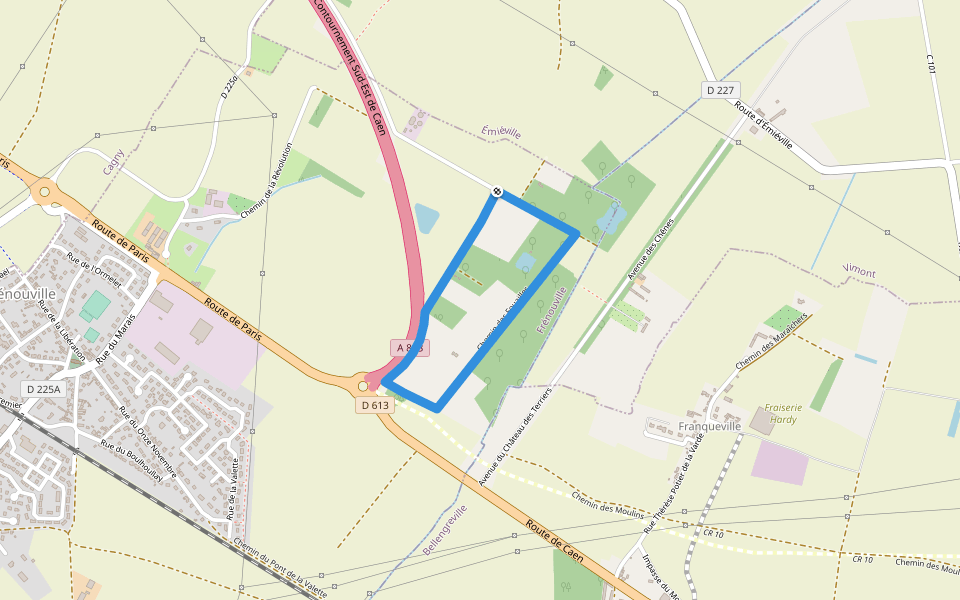 Le Marais de Frénouville walking route map in Frénouville