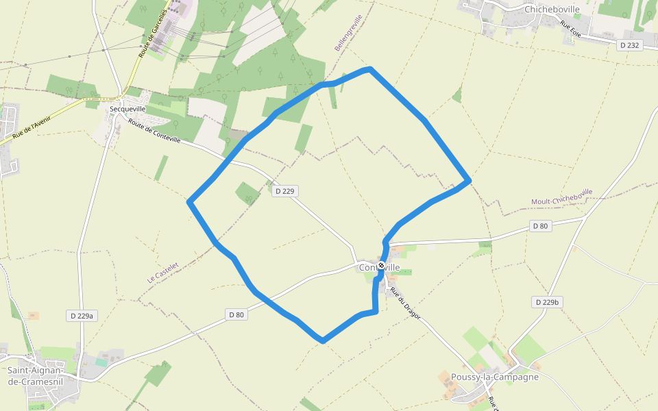 La Vallée de Conteville walking route map in Valambray