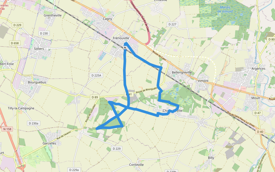 Autour de la Butte Saint-Laurent walking route map in Frénouville