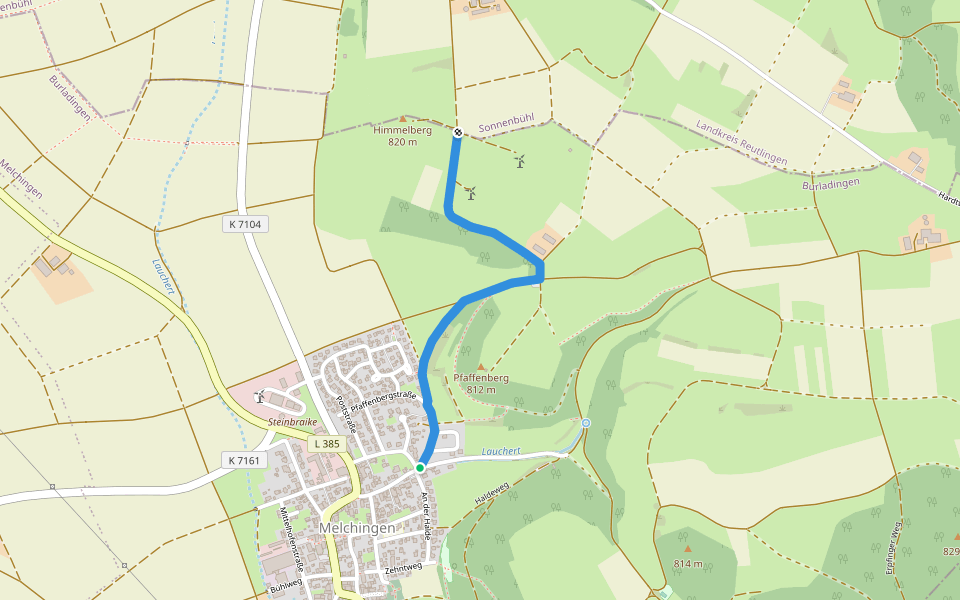 Nebenweg - Melchingen - Himmelberg walking route map in Burladingen