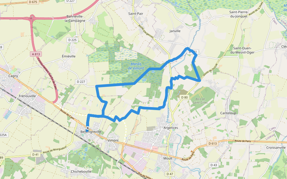 Le Marais des Terriers walking route map in Bellengreville
