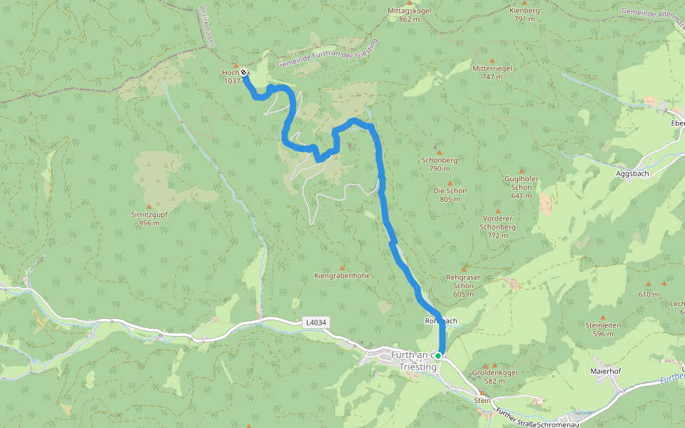 Krennweg walking route map in Furth an der Triesting