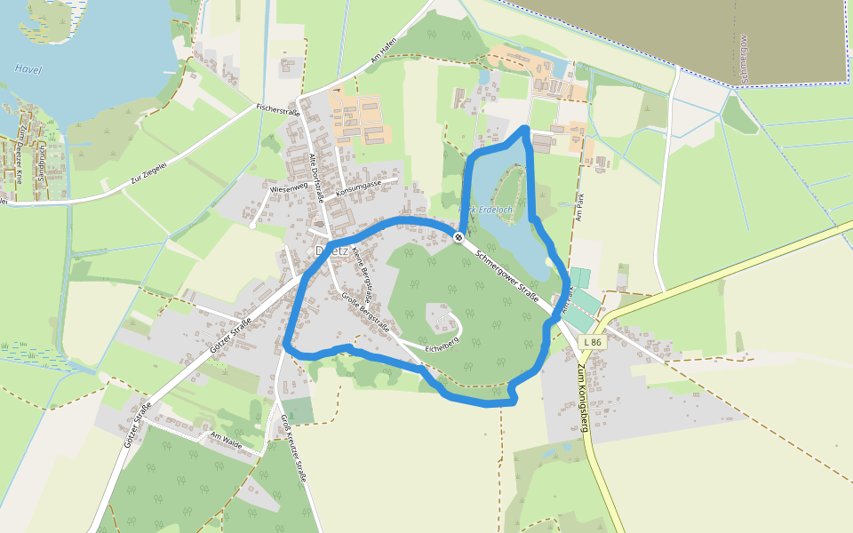 Mühlenrundweg walking route map in Groß Kreutz (Havel)