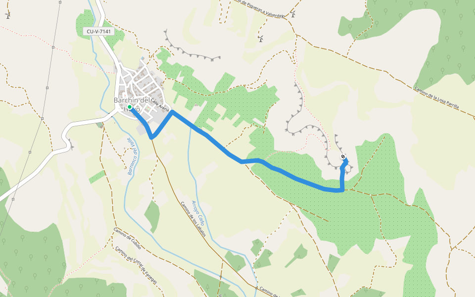 Sendero de el yacimiento íbero de Fuente de la Mota walking route map in Barchín del Hoyo