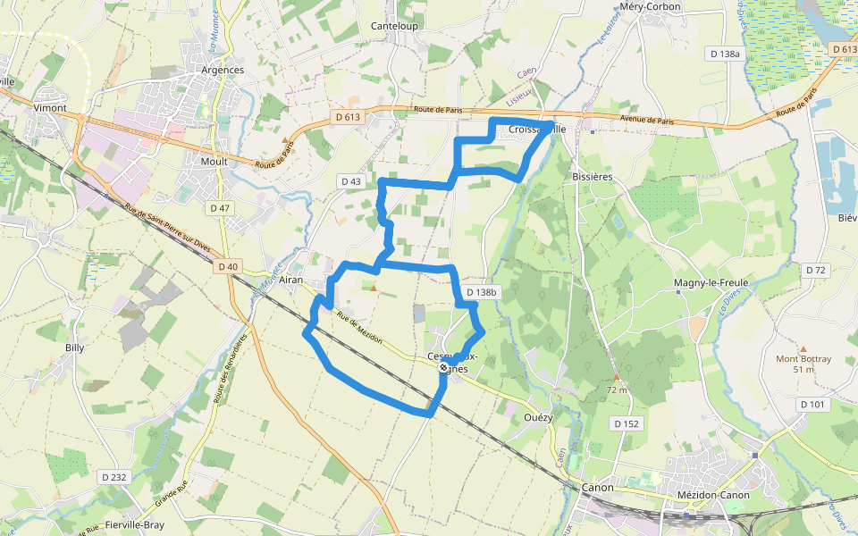 Autour de Cesny-aux-Vignes walking route map in Cesny-aux-Vignes