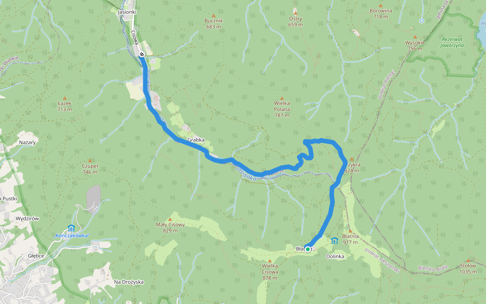 Szlak Szklany walking route map in Błatnia