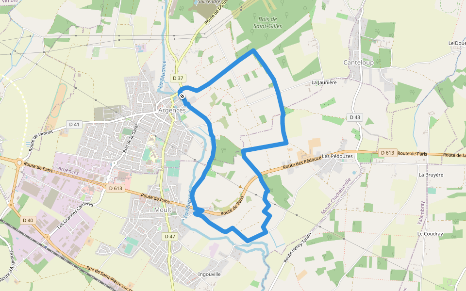 Les Sentes de l'Avant Côte d'Auge walking route map in Argences