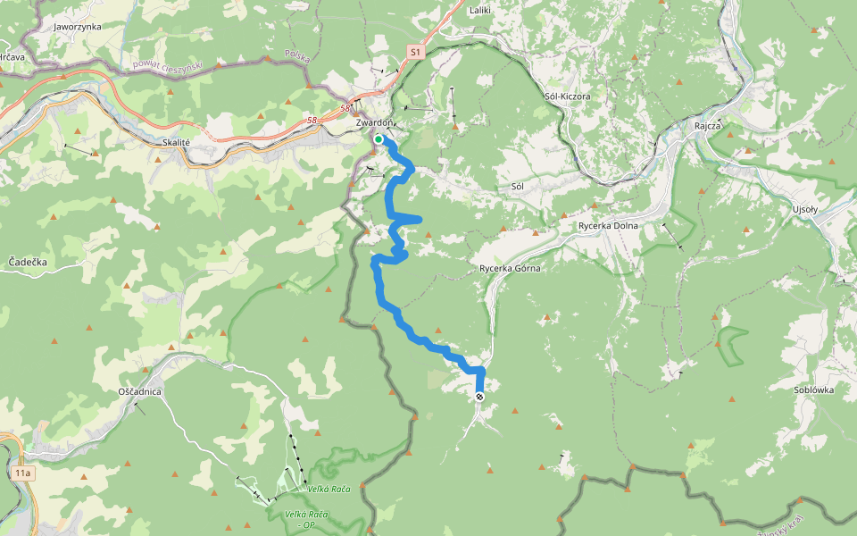 Zlikwidowany "Szlak Partyzantów Radzieckich" walking route map in Zwardoń