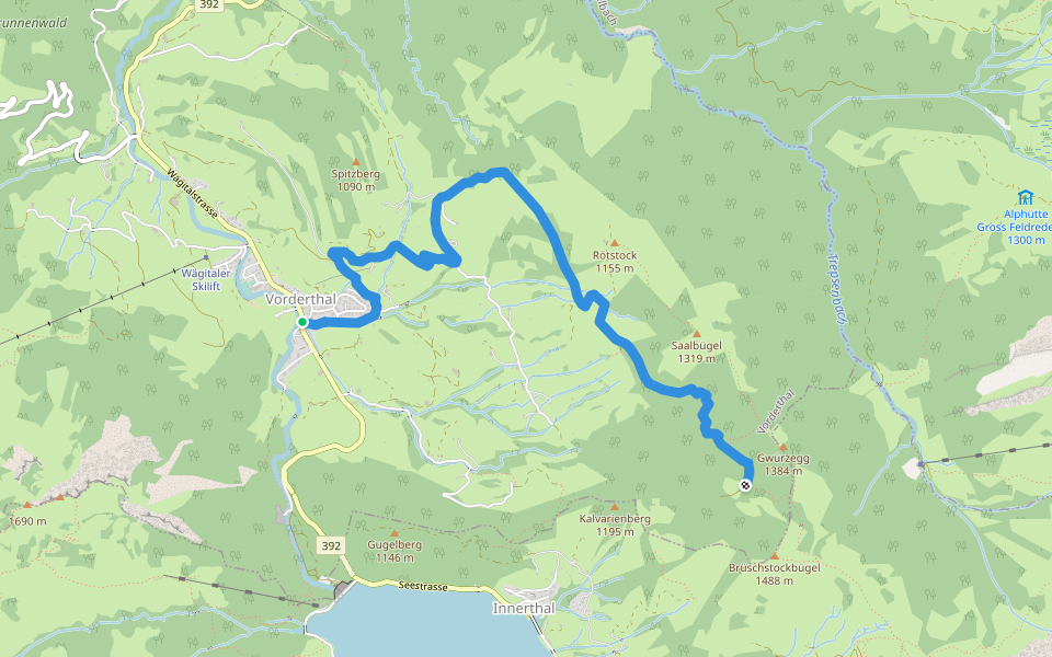 Vorderthal - Stuckliwald walking route map in Vorderthal