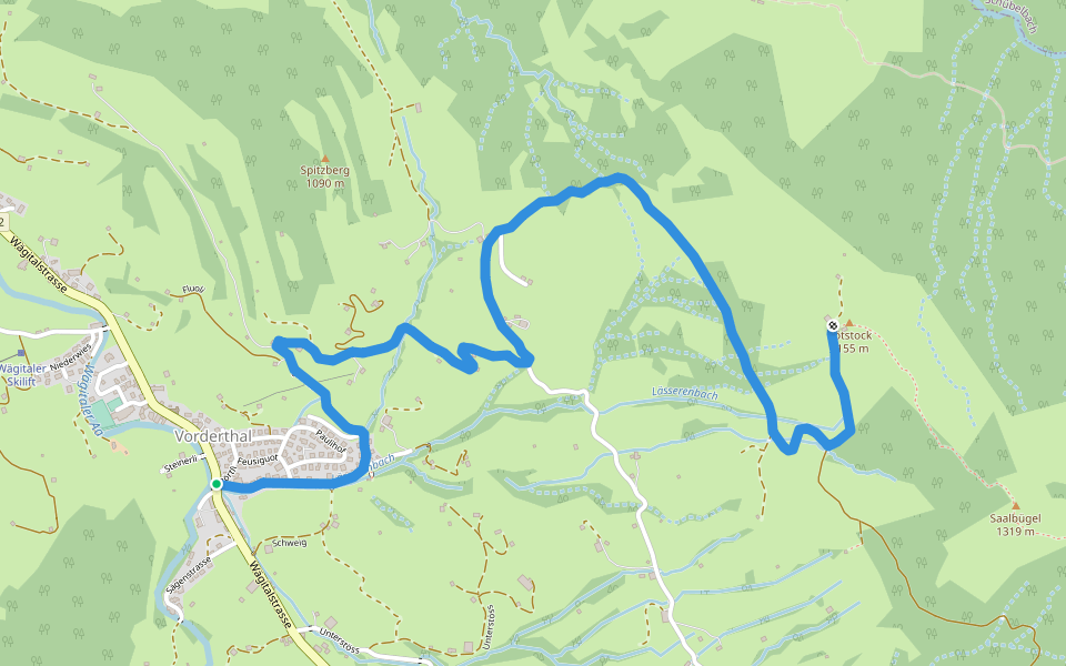 Vorderthal - Rötstock walking route map in Vorderthal