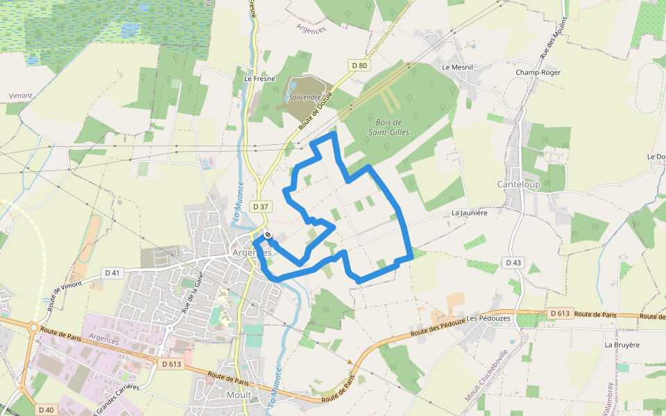 Les Crêtes d'Argences walking route map in Argences