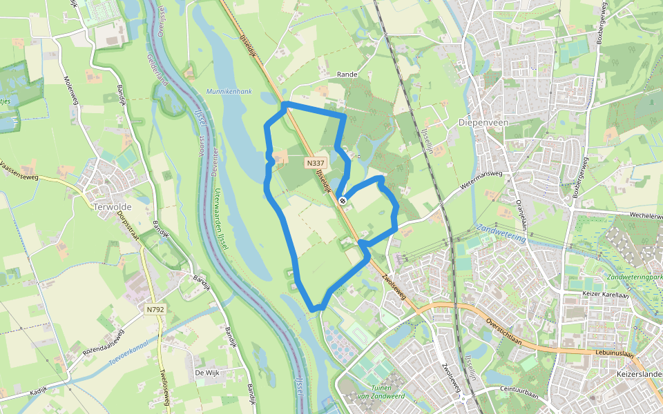 WNW Salland - Nieuw Rande - blauwe route walking route map in Diepenveen
