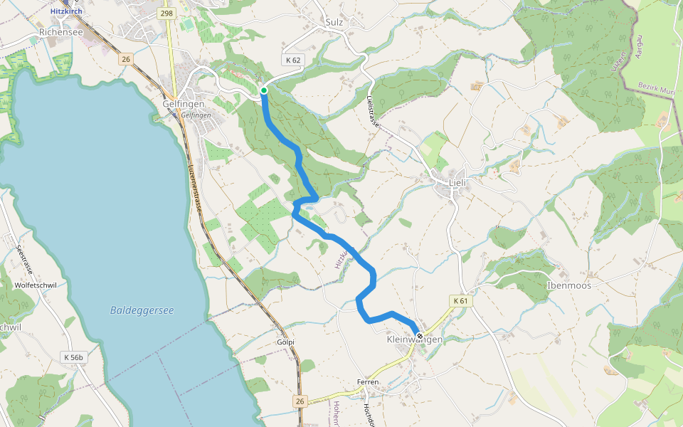 Schloss Heidegg - Kleinwangen walking route map in Hitzkirch