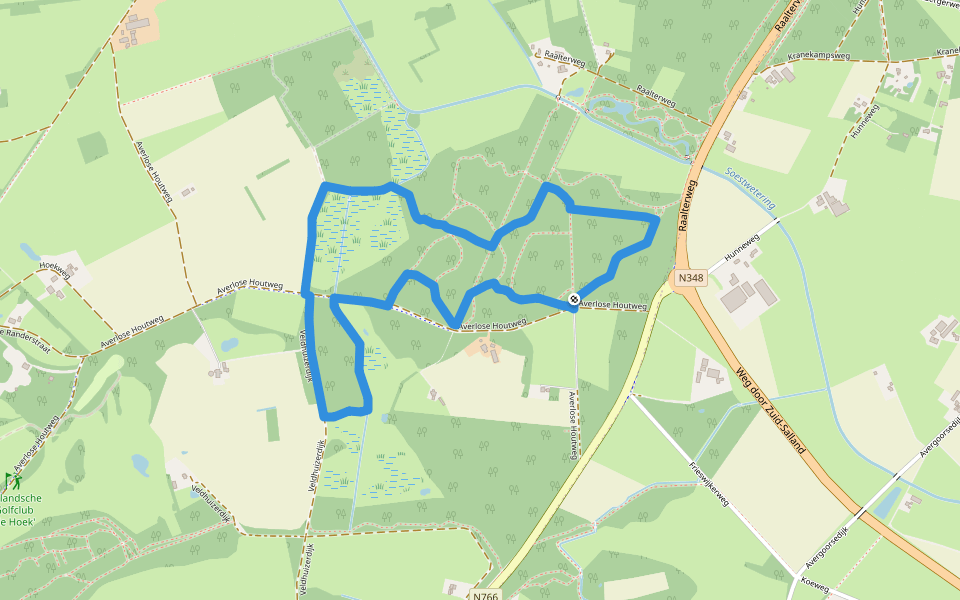 WNW Salland - Kranenkamp - gele route walking route map in Diepenveen