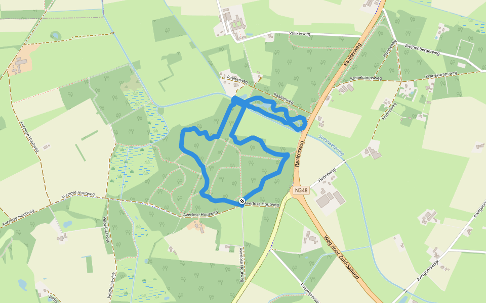 WNW Salland - Kranenkamp - rode route walking route map in Diepenveen